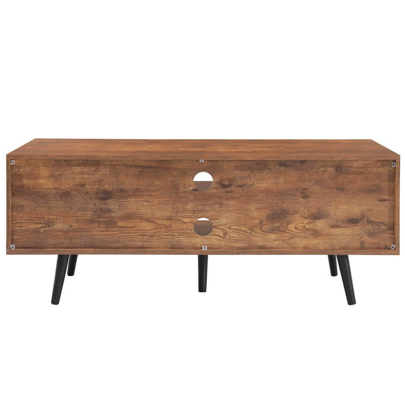IWELL Mid-Century Modern TV Stand for 55 Inch TV, Entertainment Center TV Console with 2 Storage Cabinet and Shelves, TV Stand for Living Room/Bedroom, Rustic Brown