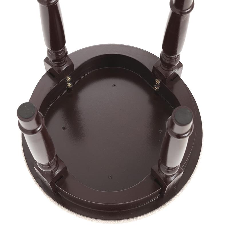 IWELL Round Vanity Stool with Rubberwood Leg, Capacity 330LBS, 17.7inch Tall Dressing Makeup Stool, Padded Bench, Piano Seat Chair Bench in Bedroom, Bathroom, Easy Assembly, Brown
