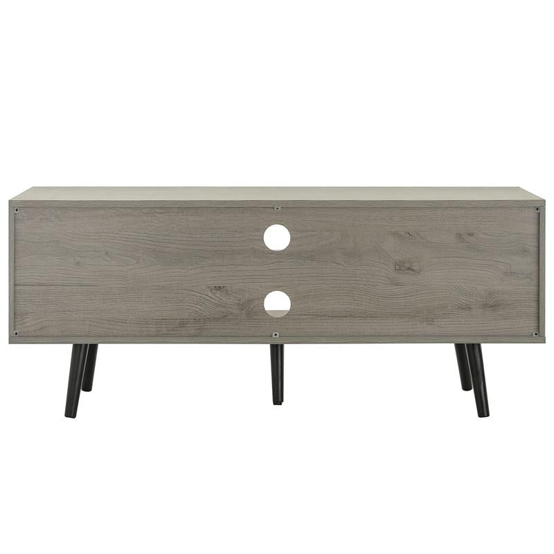 IWELL TV Stand for 55 inch TV, Entertainment Center with Storage and Open Shelves, Mid Century TV Stand Table, Media Console for Living Room, Bedroom, Grey