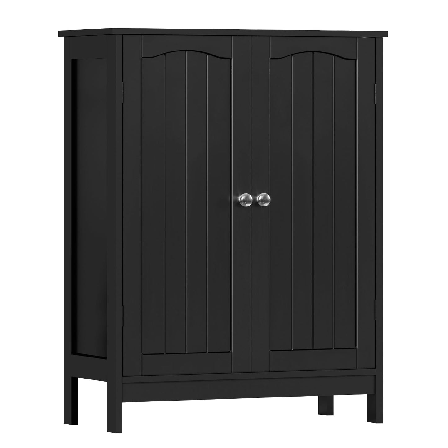 IWELL Black Bathroom Cabinet with 2 Doors, 3 Heights Available, Free Standing Floor Storage Cabinet for Bathroom, Living Room, Kitchen, Black