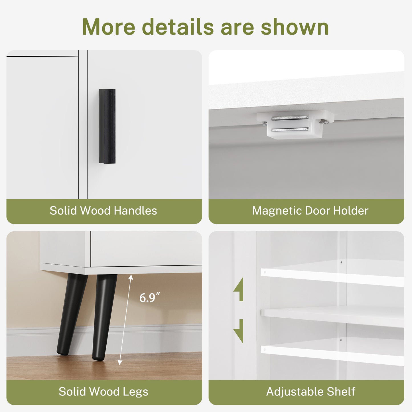 Iwell Storage Cabinet with 3 Drawers, Sideboard Buffet Cabinet with Adjustable Shelf, Freestanding Floor Storage Unit for Living Room, Entryway, Home Office, White