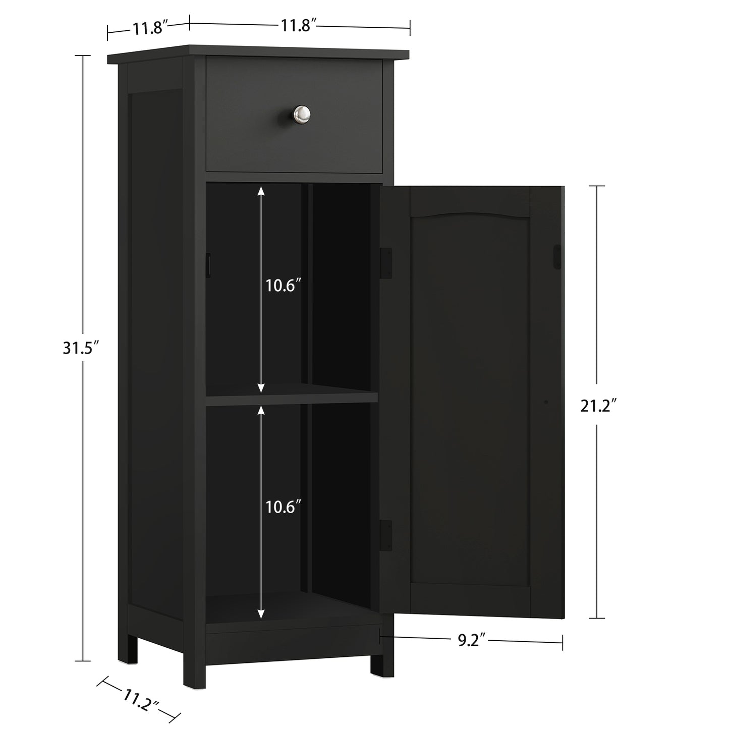 Iwell Bathroom Floor Cabinet, Small Bathroom Storage Cabinet with Drawer & Storage Shelf, Free-Standing Organizer Cabinets for Hallway/Living Room, White
