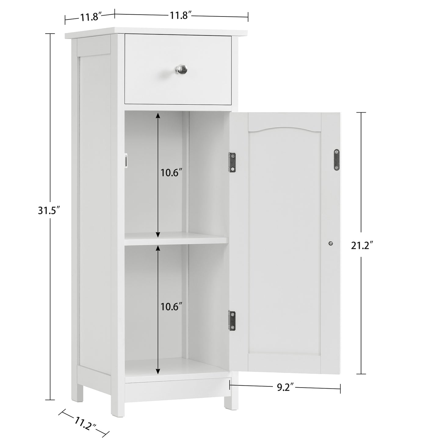 Iwell Bathroom Floor Cabinet, Small Bathroom Storage Cabinet with Drawer & Storage Shelf, Free-Standing Organizer Cabinets for Hallway/Living Room, White