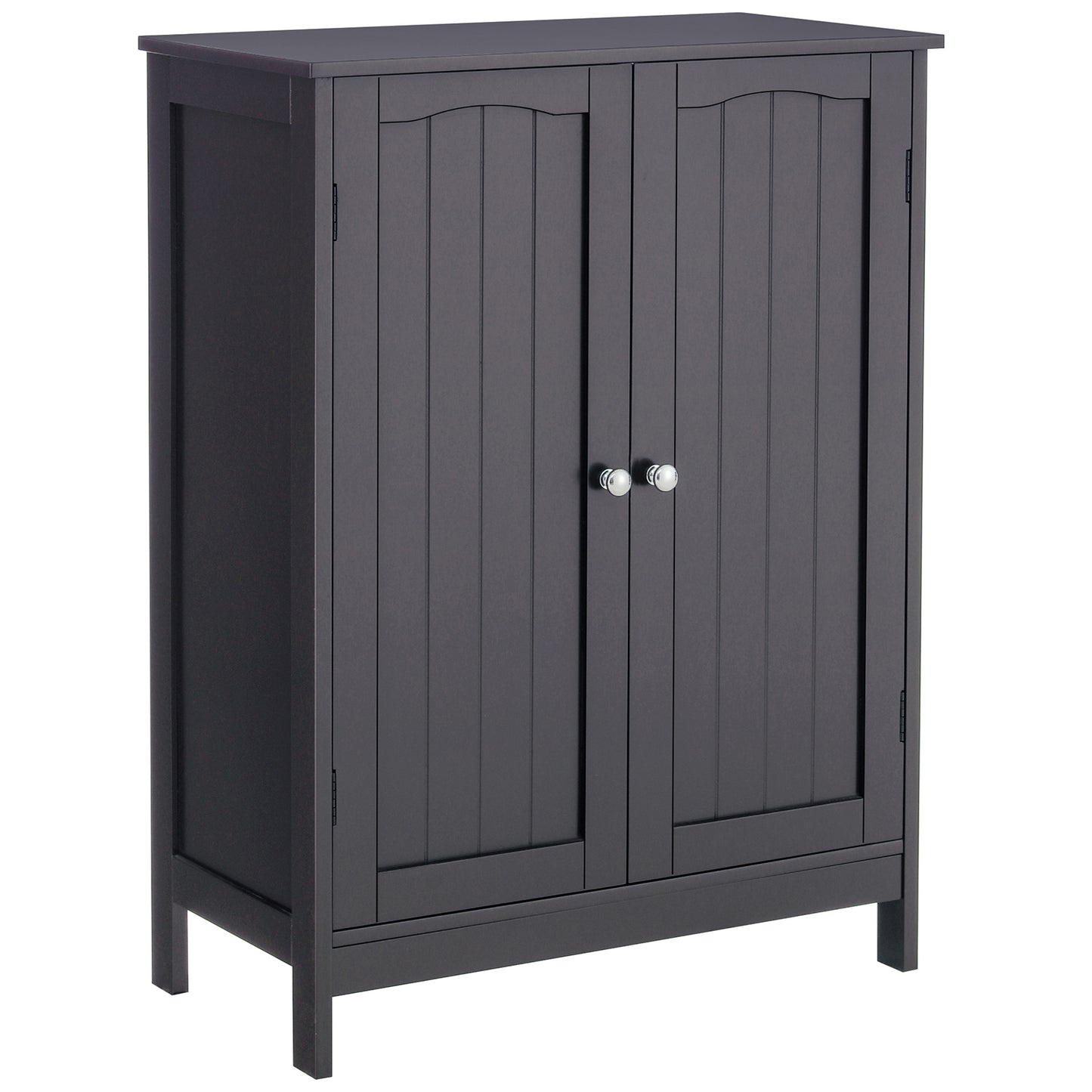 IWELL Bathroom Floor Cabinet, Modern Storage Cabinet with Adjustable Shelf and Double Door, Free-Standing Storage Organizer for Bathroom, Living Room, Grey