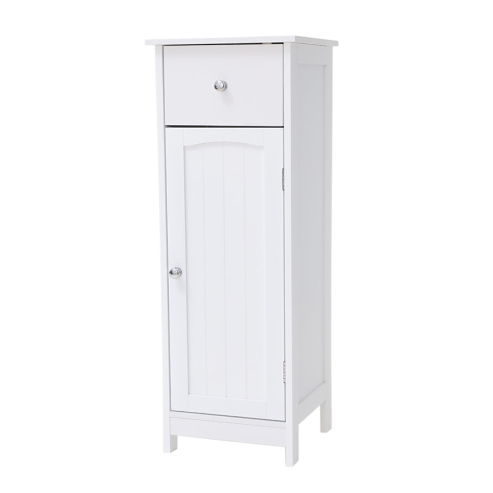 IWELL Bathroom Floor Cabinet, Wooden Side Storage Cabinet with Large Drawer, Bathroom Cabinet with Adjustable Shelf for Bathroom, Living Room, Bedroom, White