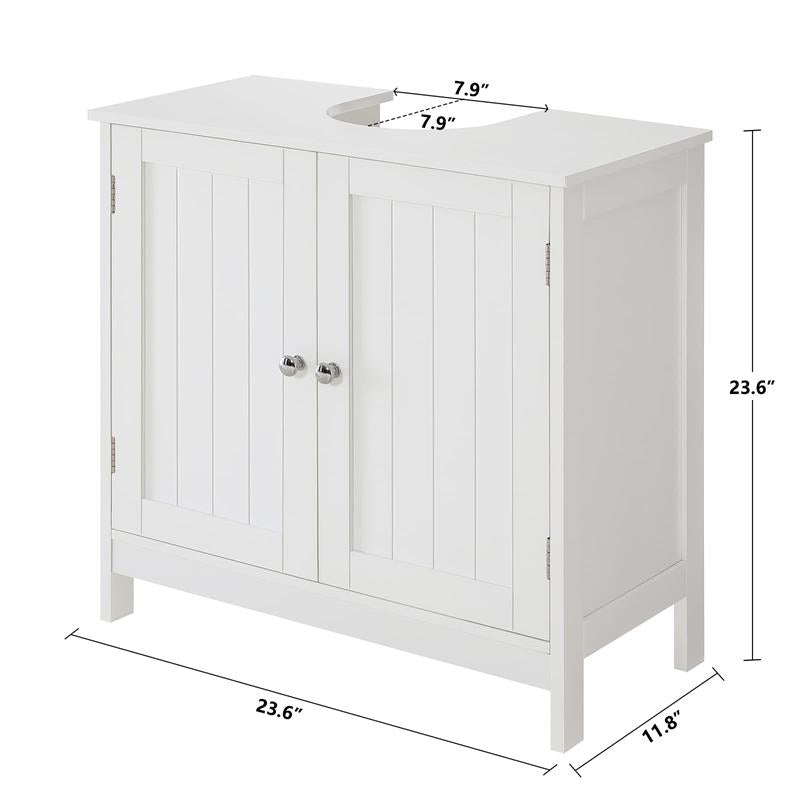 IWELL Under Sink Storage Cabinet with 2 Doors and Shelf, Pedestal Sink Bathroom Vanity Cabinet, Space Saver Organizer, White